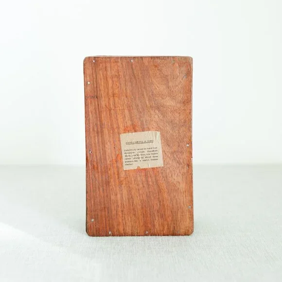 Vintage Hand Carved Wooden Jewelry Trinket Memorial Box Himalayan Jungle Wood - Picture 9 of 16